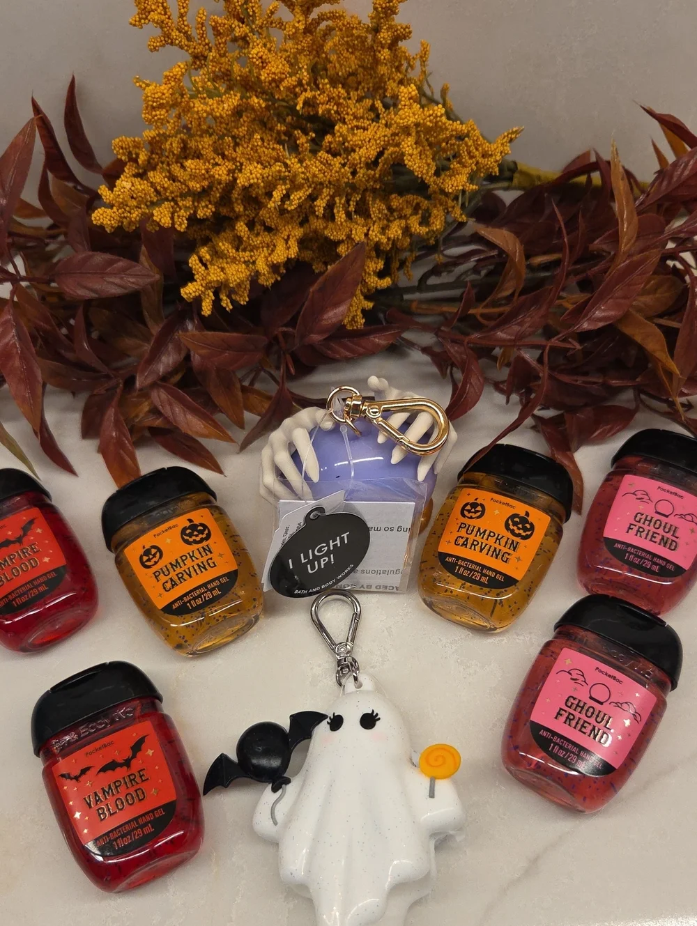 B&BW 2 Halloween Hand Sanitizer Holders with Set Of 6 Pocket Hand Sanitizers